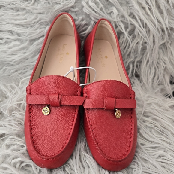 kate spade Shoes - Kate Spade Red Leather Loafers 8usa